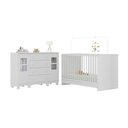 Ver imagem 2 de Berço 3 em 1 para Colchão 130x60cm com Cômoda 2 Portas 4 Gavetas Luna Multimóveis Mp4750 Branco