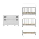 Ver mais imagens de Berço 3 em 1 para Colchão 130x60cm com Cômoda 2 Portas 4 Gavetas Luna Multimóveis Mp4750 Branco