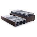 Ver imagem 1 de Bicama Box Solteiro Courino Linho Marrom 88x188 com Dois Colchões Gransleep Molas Ecoflex