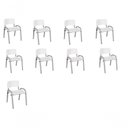 Ver imagem 1 de Kit 9 Cadeira Iso Infantil Creche, Base Cinza Branco
