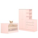 Ver imagem 5 de Quarto Infantil Doce Sonho Berço Multifuncional Guarda Roupa MDP Colchão Incluso Rosa Qmovi 70cm