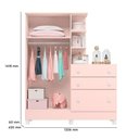 Ver imagem 3 de Quarto Infantil Doce Sonho Berço Multifuncional Guarda Roupa MDP Colchão Incluso Rosa Qmovi 70cm