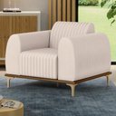 Ver mais imagens de Kit 2 Poltronas Decorativas Base Gold D06 Suede C-309 Bege