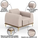 Ver imagem 7 de Kit 2 Poltronas Decorativas Base Gold D06 Suede C-309 Bege