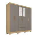 Ver imagem 1 de Guarda Roupa Casal Catar Premium 6 Portas 2 Gavetas MDP com Espelho Carvalho-Grafite 150cm