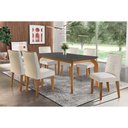 Ver imagem 1 de Conjunto: Mesa de Cozinha Londrina C/ Tampo Madeirado C/ Vidro Canto Curvo 180x90cm e 6 Cadeiras