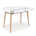Ver imagem 2 de Escrivaninha Liva 1 Gaveta 100% MDF Pés em Madeira 90 cm X 53 cm Branca