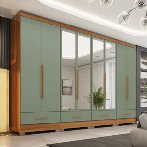 Quarto Modulado 100% 4 Peças 8 Portas 4 Gavetas com Espelhos Smart Plus Espresso Móveis