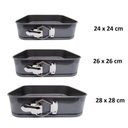 Ver imagem 6 de Kit 3 Forma Bolo Torta Fundo Removivel Assadeira Quadrada Antiaderente Multiuso Preto Fosco