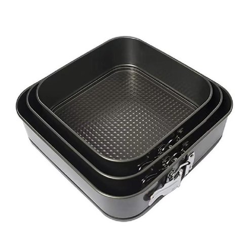 Kit 3 Forma Bolo Torta Fundo Removivel Assadeira Quadrada Antiaderente Multiuso Preto Fosco