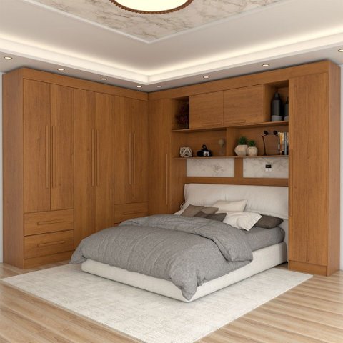 Guarda-roupa Casal Modulado Madrid 10 Portas 4 Gavetas Cinamomo - Panorama Móveis