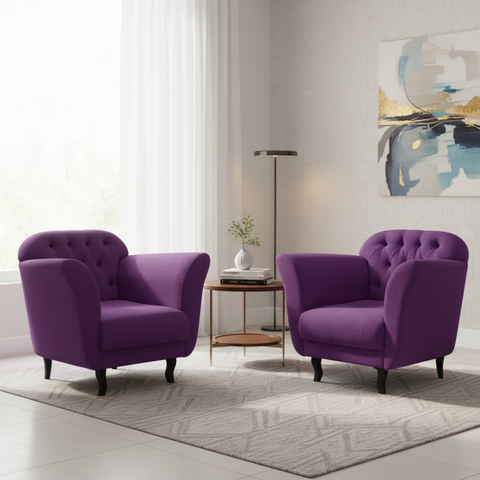 Kit 2 Poltronas Decorativa Dália Veludo Roxo