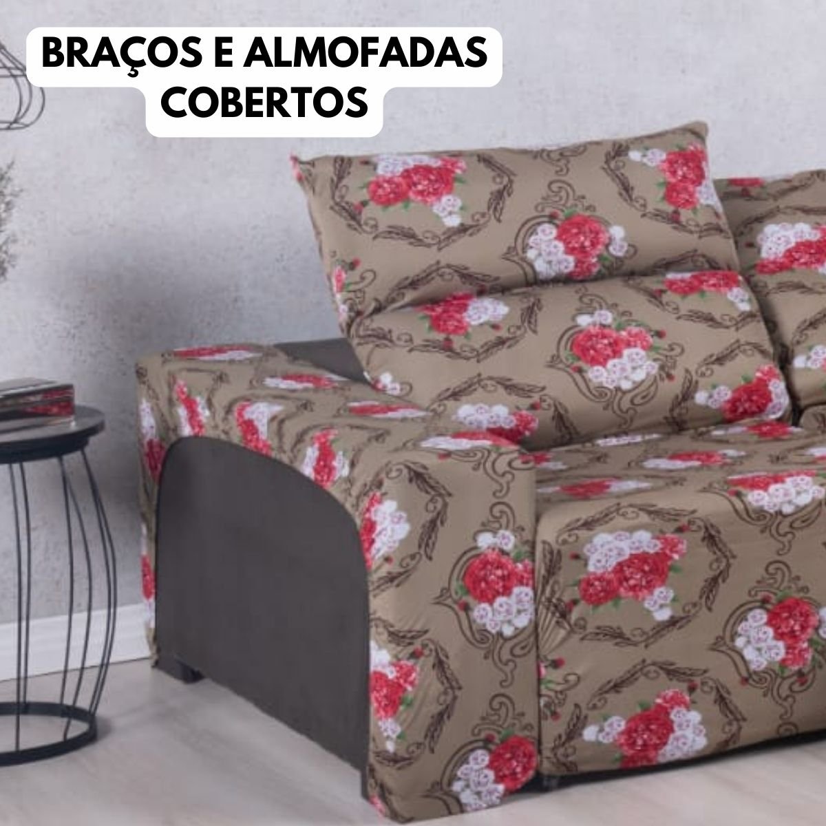 Capa de Sofá Retratil 2 Lugares Estampado:avelã Floral - 2