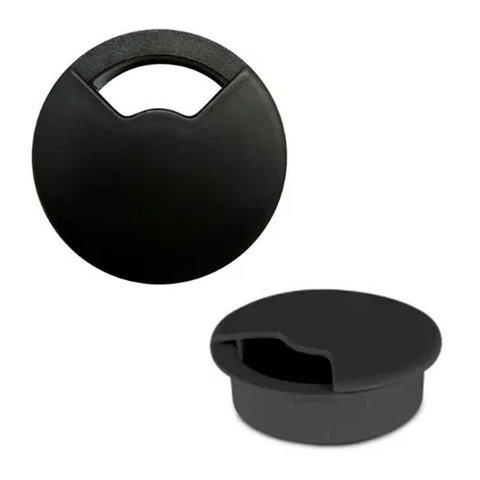 05 Passa Fio Cabo Mesa Computador 60mm Redondo - Em 3 Cores Cor:Preto