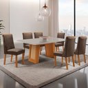 Ver imagem 1 de Mesa de Jantar Carolina 180cm Tampo MDF Vidro com 6 Cadeiras Yasmin