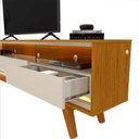 Ver imagem 4 de Rack Com LED Pra TV 75 Polegadas 212cm Requinte Pés Madeira Gelius Naturale/Off White