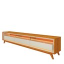 Ver imagem 5 de Rack Com LED Pra TV 75 Polegadas 212cm Requinte Pés Madeira Gelius Naturale/Off White