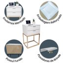 Ver imagem 4 de Mesa de Cabeceira Industrial 40cm Branco 2 Gavetas Pés Ferro Dourado para Quarto Cama