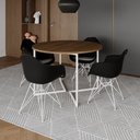 Ver imagem 1 de Mesa Industrial Jantar Redonda Amêndoa 110Cm Base V Com 4 Poltronas Daw Pretas Ferro Br Amendoa