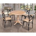 Ver imagem 1 de Mesa Jantar Madeira Maciça Redonda 80cm Madalena 4 Cadeiras Paris Base Alumínio Natural