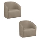 Ver imagem 1 de Kit 2 Poltrona Decorativa Recepção Sala de Estar Lara Veludo Cor:bege