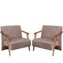 Ver imagem 1 de Poltrona Namoradeira Venus Braço Madeira Maciça Suede Unidecor Cappuccino