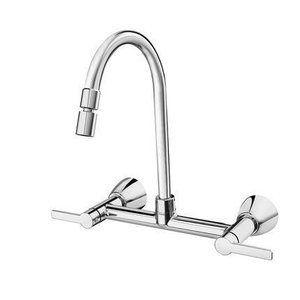 Misturador Duplo Comando Cozinha de Parede Gali - Chrome
