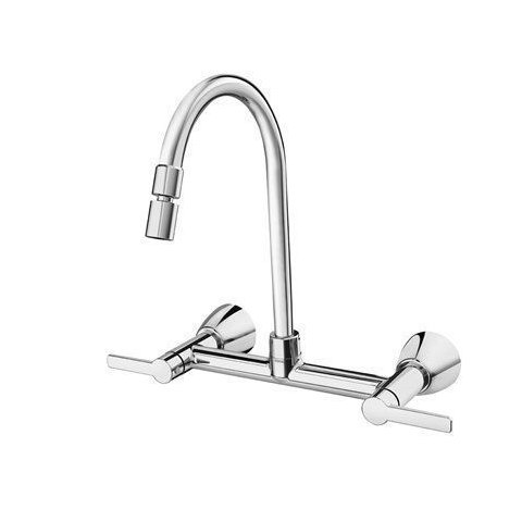 Misturador Duplo Comando Cozinha de Parede Gali - Chrome