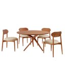 Ver imagem 2 de Conjunto Sala de Jantar Mesa 135cm Tampo Redondo Laminado e 4 Cadeiras Hope Marrom/Off White/Imbuia