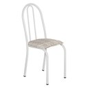 Ver imagem 2 de Kit 6 Cadeiras de Cozinha Califórnia Estampado Rattan Bege Pés de Ferro Branco - Pallazio