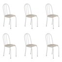 Ver imagem 1 de Kit 6 Cadeiras de Cozinha Califórnia Estampado Rattan Bege Pés de Ferro Branco - Pallazio