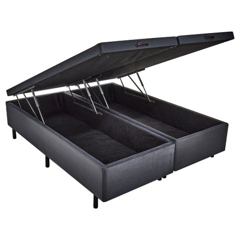 Cama Box Baú Queen New Barcelona Cinza 158x198 Apolospuma