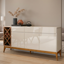 Ver imagem 1 de Buffet Adega com 3 Portas e 3 Gavetas em MDF Cedro Passion Premium Bege/Off White