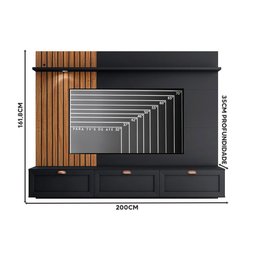 Painel Para TV Até 70 Polegadas Ripado Preto Fosco Noce Milano Dali Shop JM - 4
