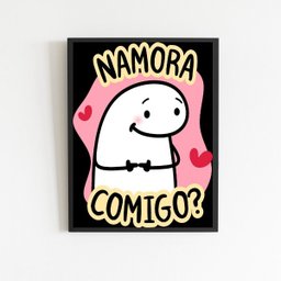 Quadro Pedido Namoro Namora Comigo? 24x18cm:Madeira preta - 1