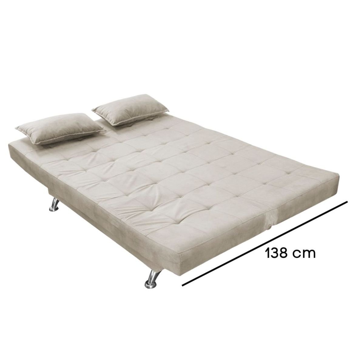 Sofá Cama Casal Com Almofadas 3 Lugares Melina Suede Bege - 3