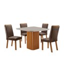 Ver imagem 1 de Mesa de Jantar Eloise 90cm Tampo Mdf Vidro Canto Copo com 4 Cadeiras Lira