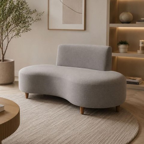 Sofá Orgânico Crslr-Sof 3 Lugares Curvo 152cm Cinza Veludo Multimóveis