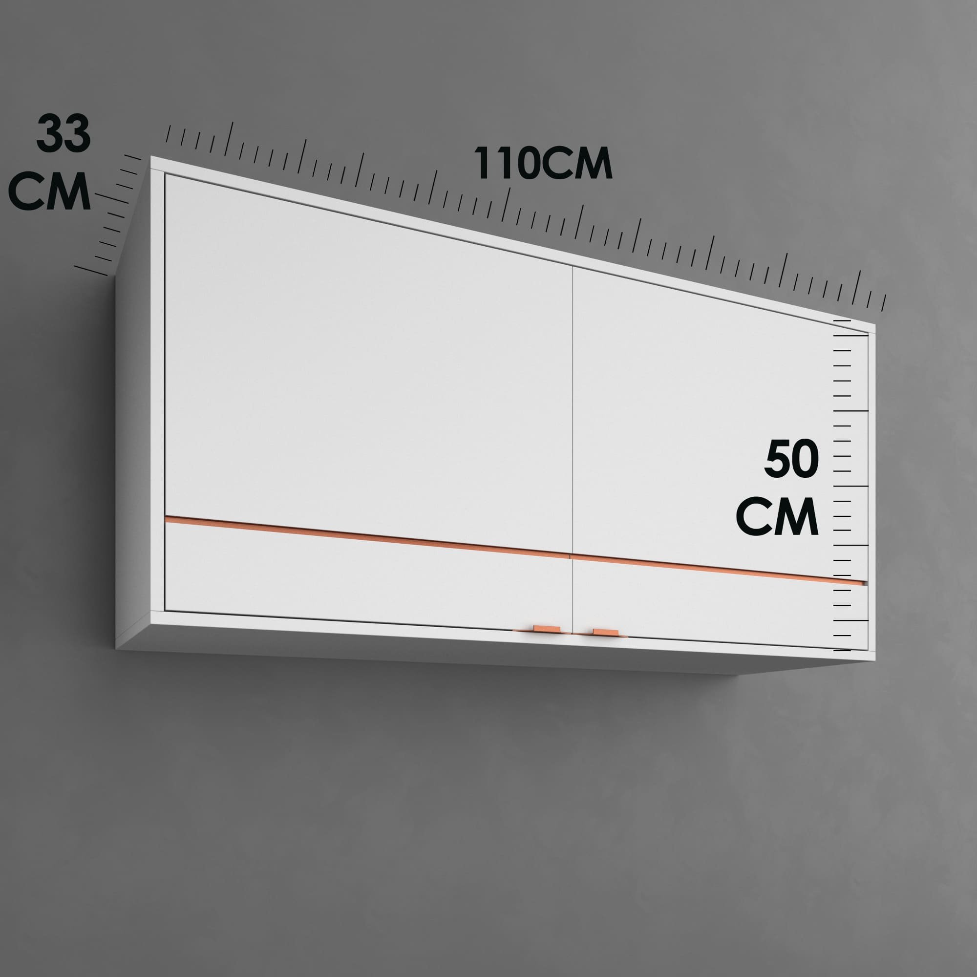 Armário Aereo Suspenso 2 Portas Moderno Industrial Para Cozinha Lavanderia Branco com Cobre 110cm - 9