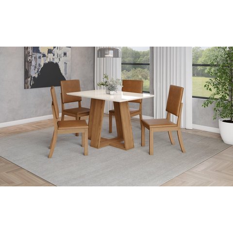 Mesa de Jantar Lins 120 4 Cad. Milla Plus Caramelo - Henn