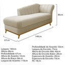 Ver imagem 5 de Kit Diva Recamier Vanessa 140cm Lado Esquerdo e 02 Poltronas Laura Linho Bege - Amarena Móveis