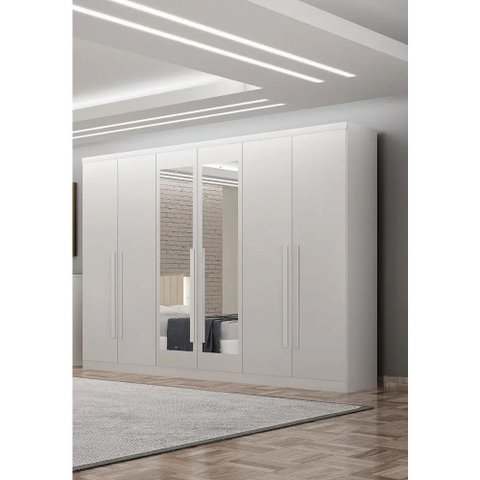 Guarda Roupa Casal Bellagio 6 Portas e 6 Gavetas com Espelho Novo Horizonte