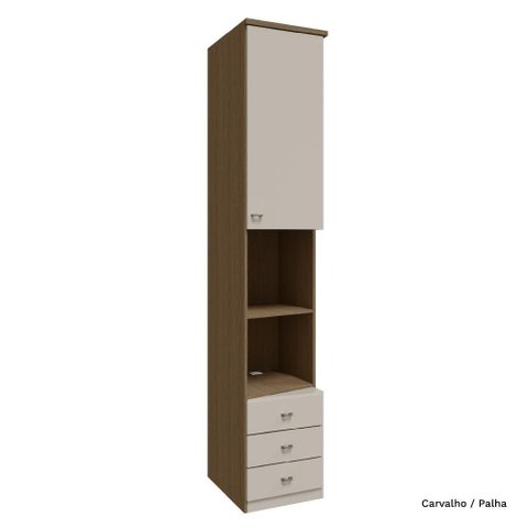 Modulado Lateral 01 Porta 03 Gaveta 234cm Altura Setiba - Carvalho/palha