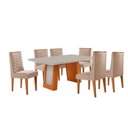 Ver imagem 7 de Conjunto de Jantar Carolina 6 Lugares Tampo em Vidro com Cadeiras Safira Off White 180cm Moderna