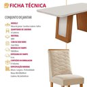 Ver imagem 3 de Conjunto de Jantar Carolina 6 Lugares Tampo em Vidro com Cadeiras Safira Off White 180cm Moderna