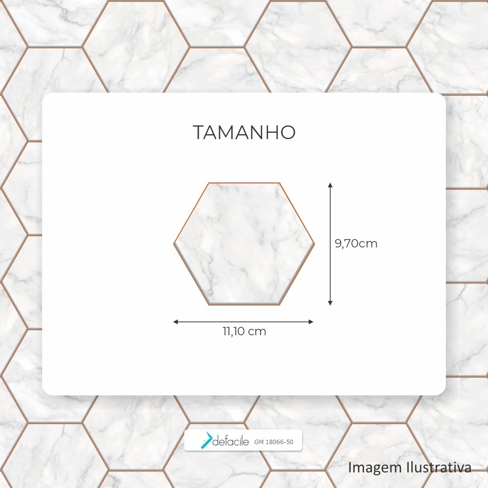 Papel de Parede Geométrico Autocolante Hexágonos Colmeia Mármore - 3