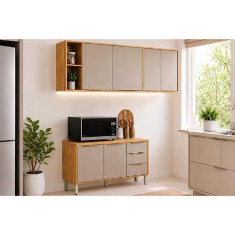 Cozinha Completa 3 Peças Plena CZ468 Cinamon/Nude Demóbile