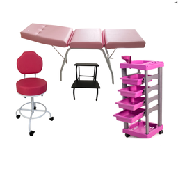 Kit Estúdio Maca Rosa + Escada +mocho + Carrinho Auxiliar - 1