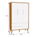 Ver imagem 3 de Guarda Roupa Infantil 3 Portas Theo Retrô Branco/Savana com Pés Amadeirado - Reller Móveis