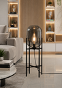 Ver imagem 2 de Luminária de Chão Piso 75cm Globo Vidro Fumê Cinza Espelhada Coluna Pedestal Lv-Ash-2 Gimpo